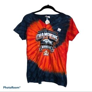 MAJESTIC Fan Fashion Tie Dye Broncos T-Shirt Sz S